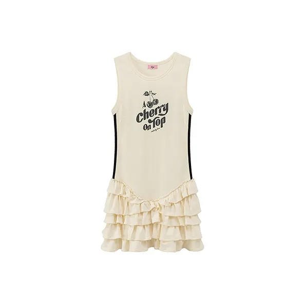 CHUU Short Sleeved Dress Women's White Apricot-0