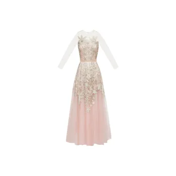 OSCAR DE LA RENTA Floral Sequin-embellished Tulle Gown