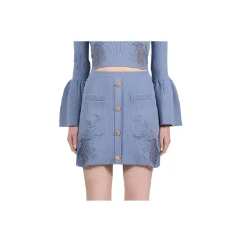 Self portrait FW22 Casual Short Skirts Women's Mist Blue