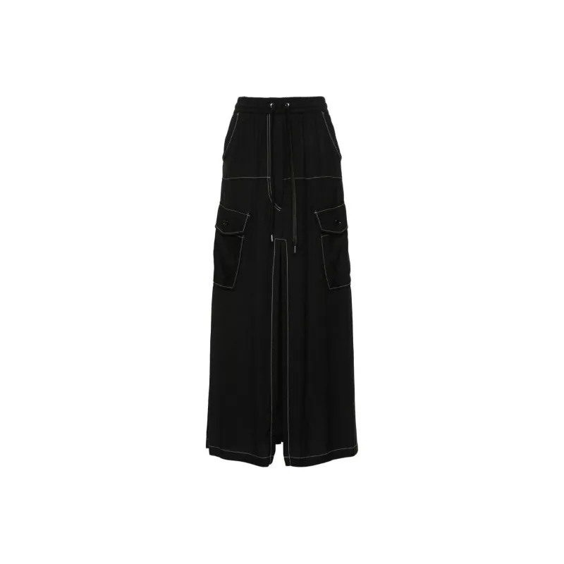 PINKO Stitched-Detail Drawstring Midi Skirt-0