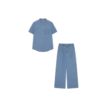 Mo Han Yi Mei Casual Suit Women's Light Denim Blue