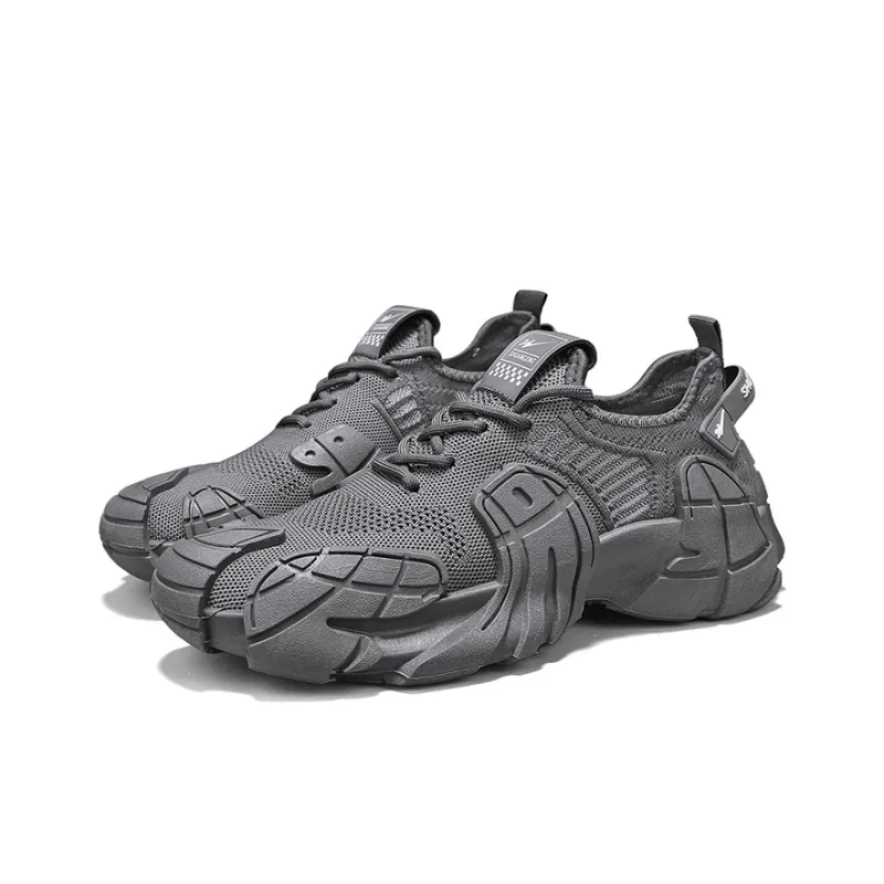 Binary Height Increasing, Lightweight, Breathable, Slip Resistant Low Top Chunky Sneakers Men's Gray-2