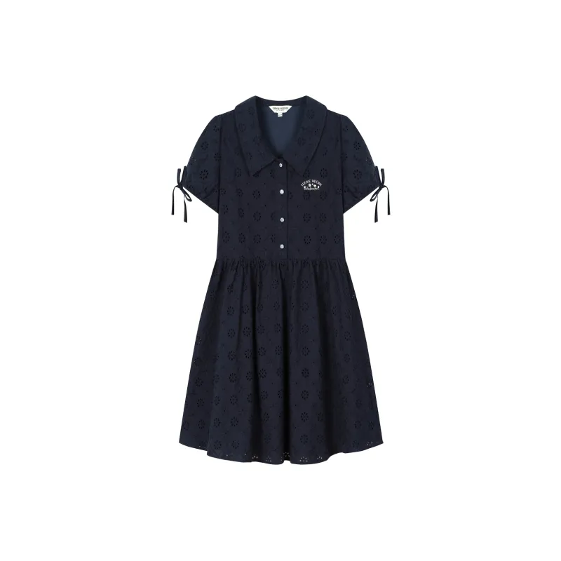 Teenie Weenie Short Sleeved Dress Women's Navy Blue-0