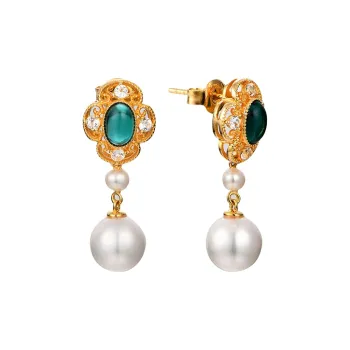 ATTAGEMS 925 Sterling Silver Artificial Gemstone Stud Earrings Women's