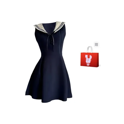 GLEE DIARY Sleeveless Dress Women's Navy Blue