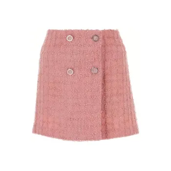 VERSACE High Waist Tweed Mini Skirt