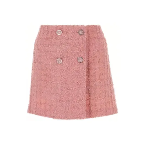 VERSACE High Waist Tweed Mini Skirt