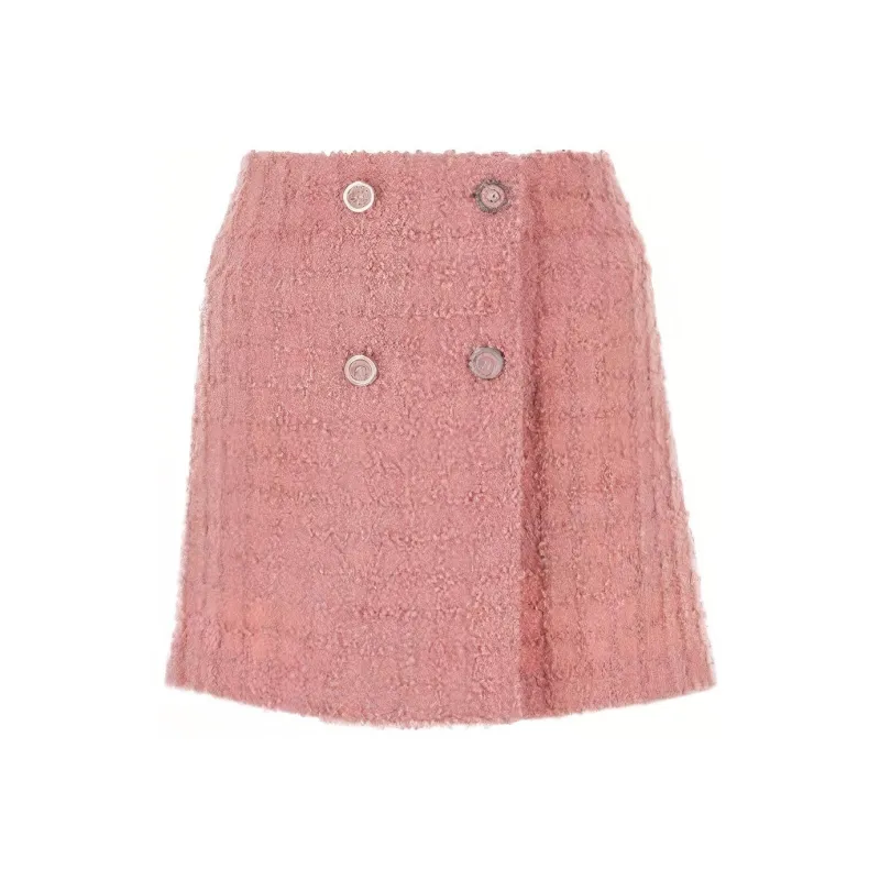 VERSACE High Waist Tweed Mini Skirt-0