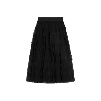 Maje Layered Tulle Midi Skirt