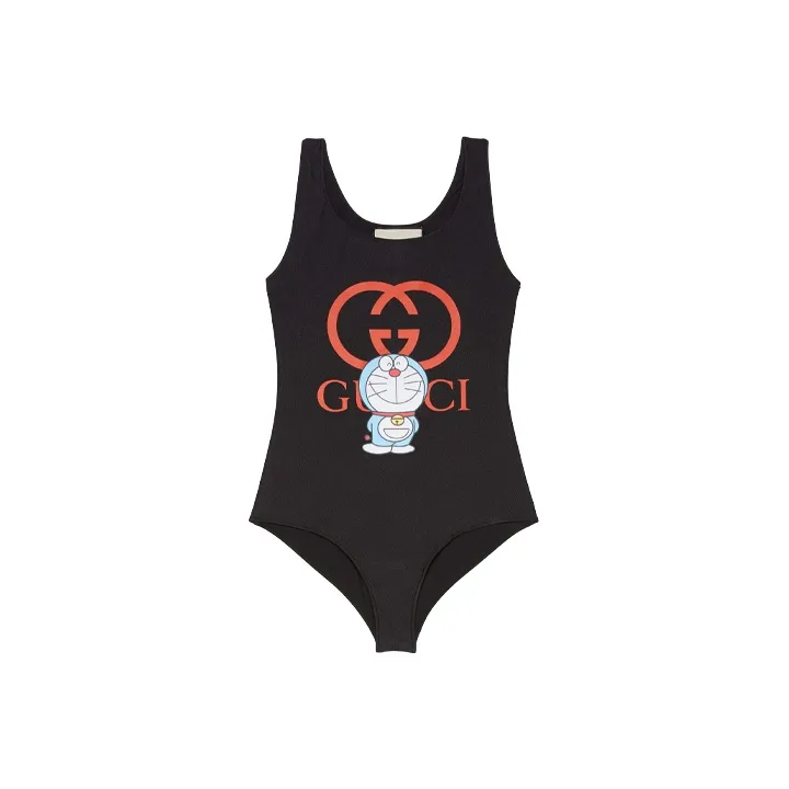 Doraemon X GUCCI One-Piece Swimsuits Women's Black-0