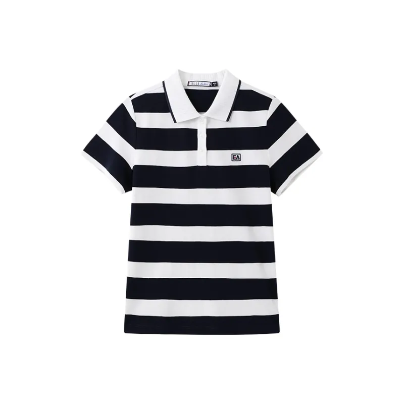 Elle Active Polo Shirts Women's White/Navy Blue-0