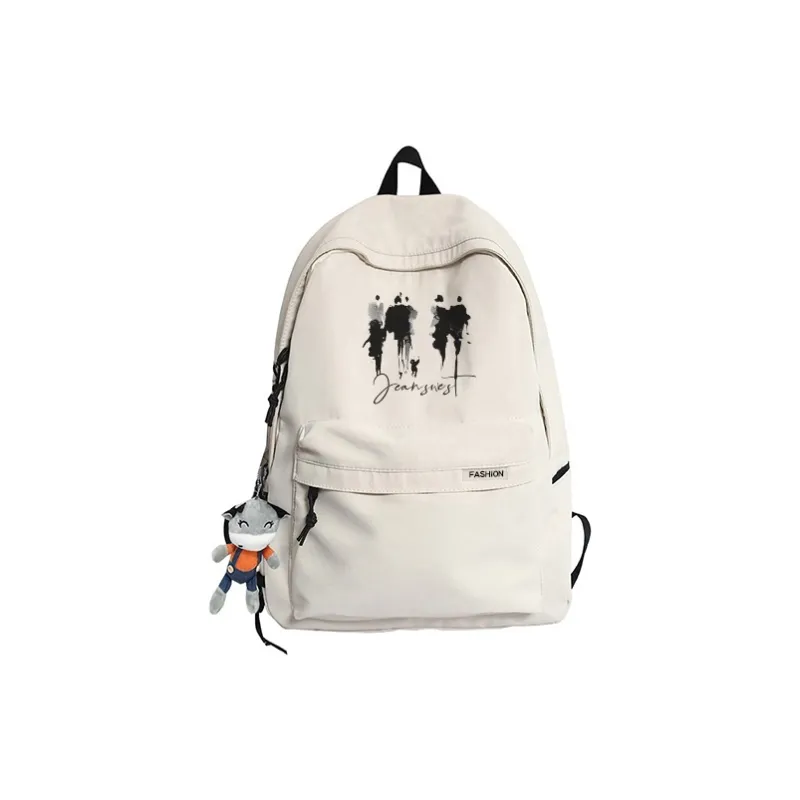 JEANSWEST Nylon Backpack Unisex White/Black-11