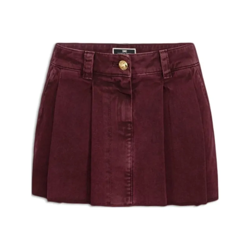 Elisabetta Franchi Pleated Denim Mini Skirt-0