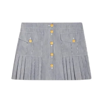 CELINE Button Detailed Striped Mini Skirt