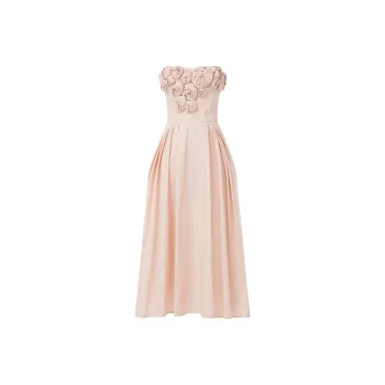 Elisabetta Franchi Rose appliqué Gabardine Midi Dress