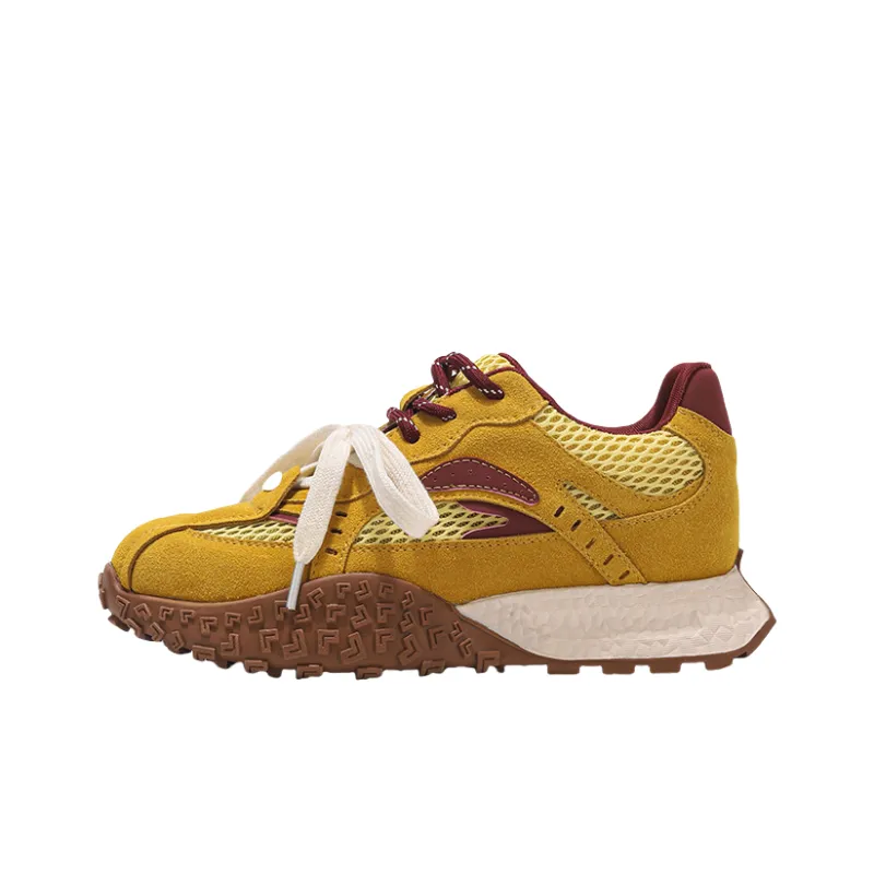 QING MISS Slip Resistant, Abrasion Resistant, Breathable, Height Increasing Low Top Casual Shoes Women's Ginger Yellow-0