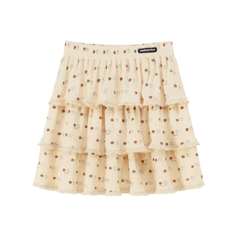 CHUU Casual Short Skirts Women's Beige Yellow-0