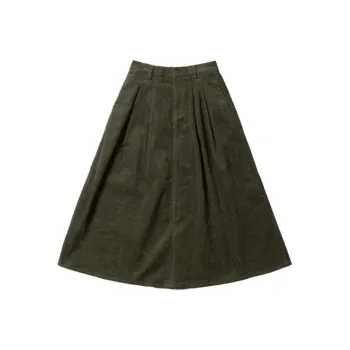 MOBI GARDEN A-Line Skirt Solid Color Mid-Rise Half-Length Casual Long Skirt Women's