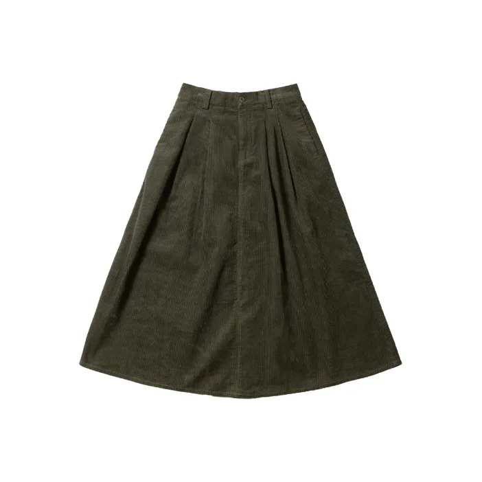 MOBI GARDEN A Line Skirt Solid Color Mid Rise Half Length Casual Long Skirt Women's-0
