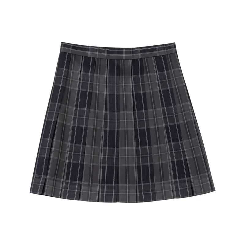 Tokyo Season Casual Short Skirts Women's Carbon Fiber Estate Plaid Skirt-0