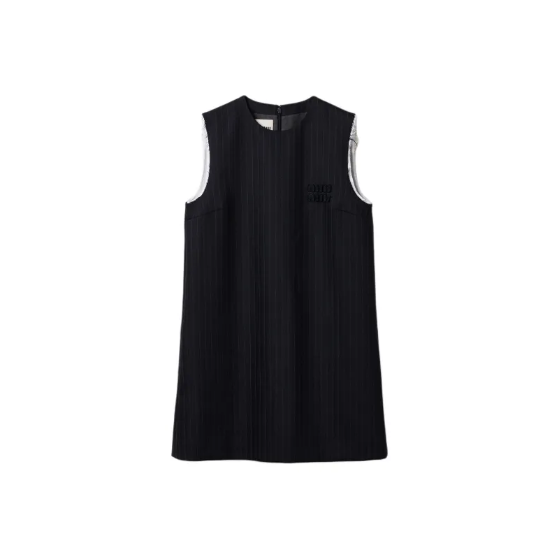 MIU MIU Logo Appliqué Sleeveless Mini Dress-0