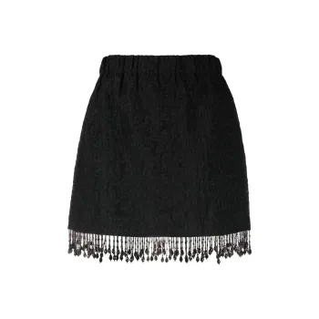 GANNI Fringed Jacquard Thigh Length Skirt