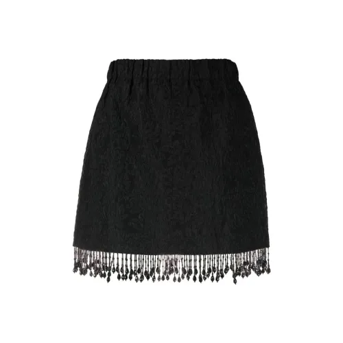 GANNI Fringed Jacquard Thigh Length Skirt