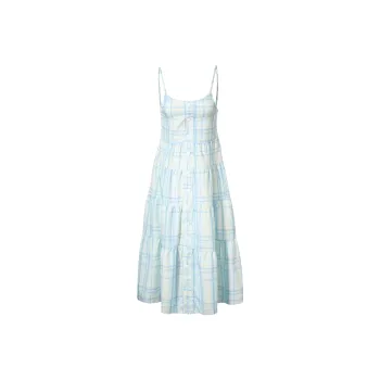Zukizuki Slip Dresses Women's Green Plaid