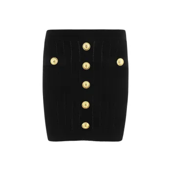 BALMAIN Button Embellished Knitted Mini Skirt