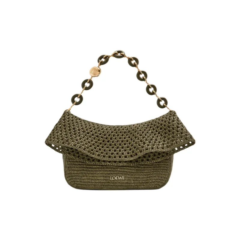 LOEWE Plant Material One Shoulder Handbag Medium Size Women's Dark Khaki-1