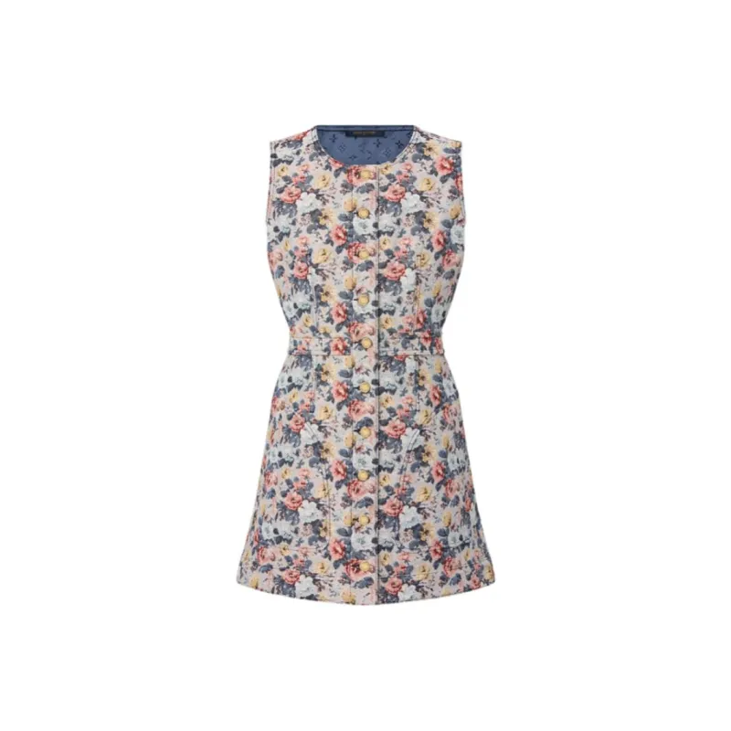 Lv Floral Jacquard A Line Dress-0