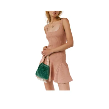FREE PEOPLE Retrofete Matson Knit Dress Slip Dresses Women's Metallic Rose/Metallic Rose