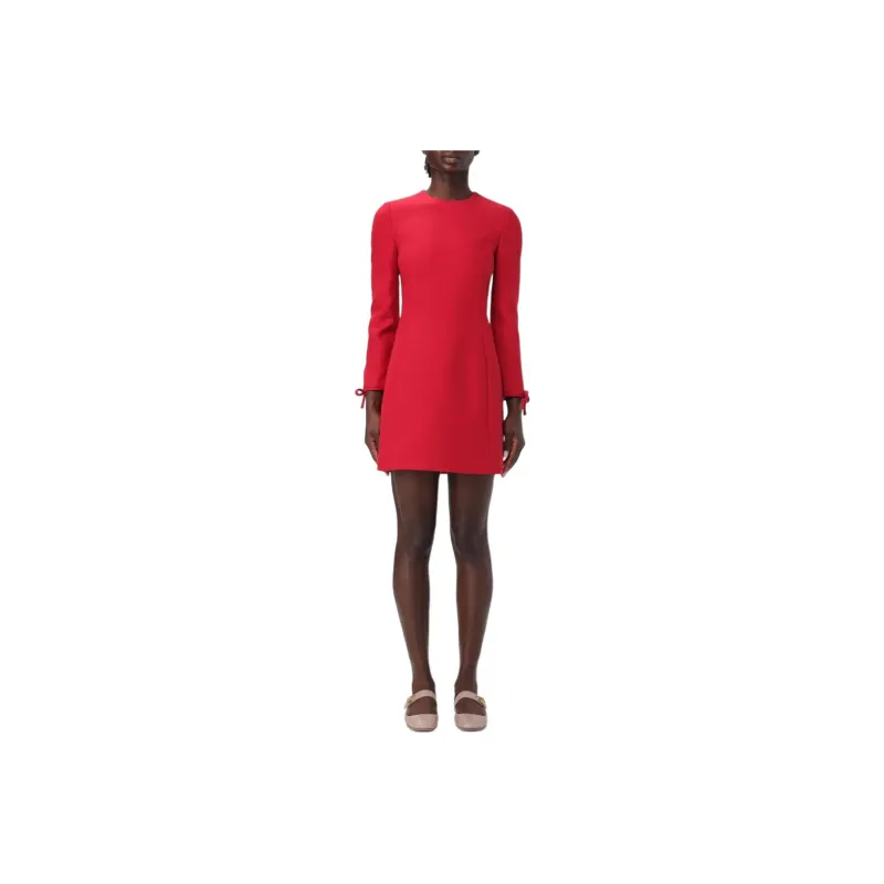 Valentino Long Sleeved Dresses Women's Red-0