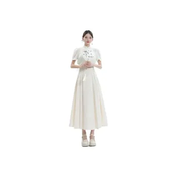 ZAZN Casual Long Skirts Women's Cream Apricot