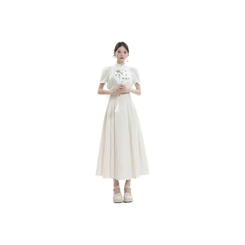 ZAZN Casual Long Skirts Women's Cream Apricot