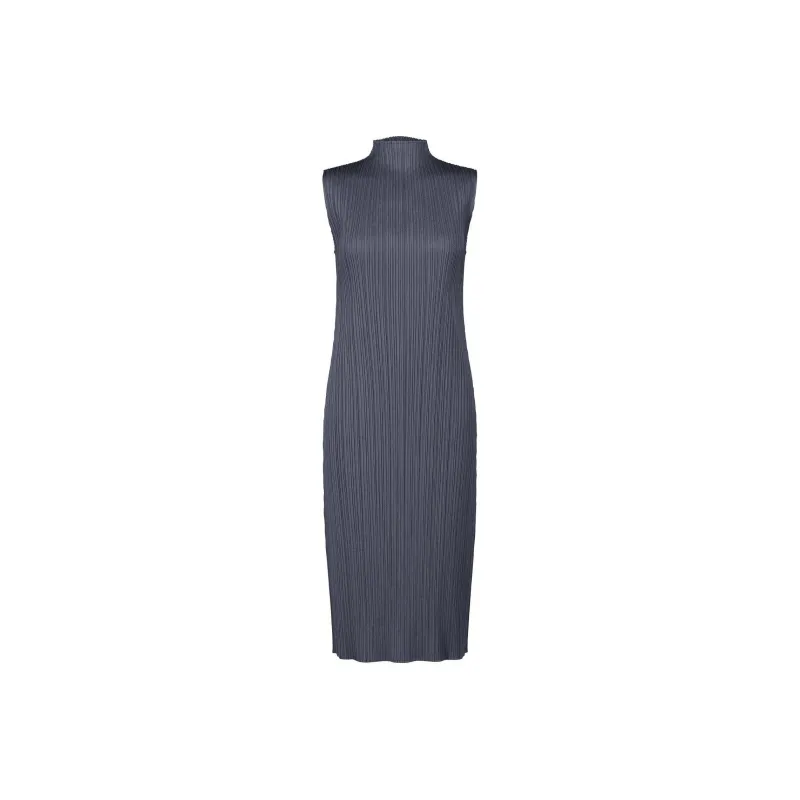 PLEATS PLEASE ISSEY MIYAKE SS24 Sleeveless Dress Women's Gray Marine Blue-0