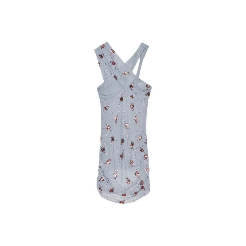 ZARA Sleeveless Dress Women's Light Blue-0