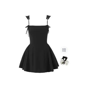 TUSHIFEI Slip Dress Women's Black+Hair Tie Comes With