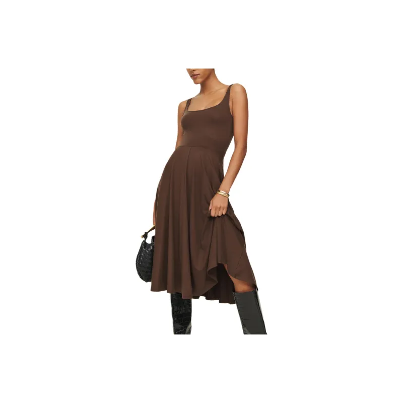 REFORMATION Rou Knit Dress Slip Dresses Women's Coffee-0