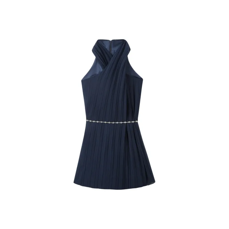 AFGGD Sleeveless Dress Women's Navy Blue-0
