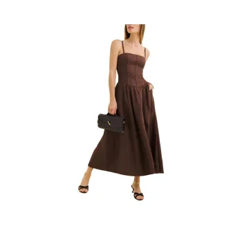 REFORMATION Katarin Linen Dress Slip Dress Women's Coffee