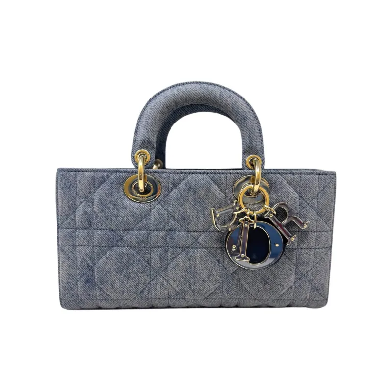 DIOR Lady Dior Denim Canvas Lady Dior Bag Handbag Women's Denim Blue-0