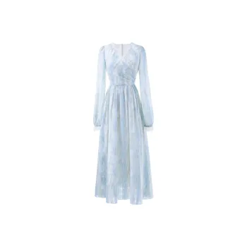Blovelan Long Sleeved Dresses Women's Water Wave Blue