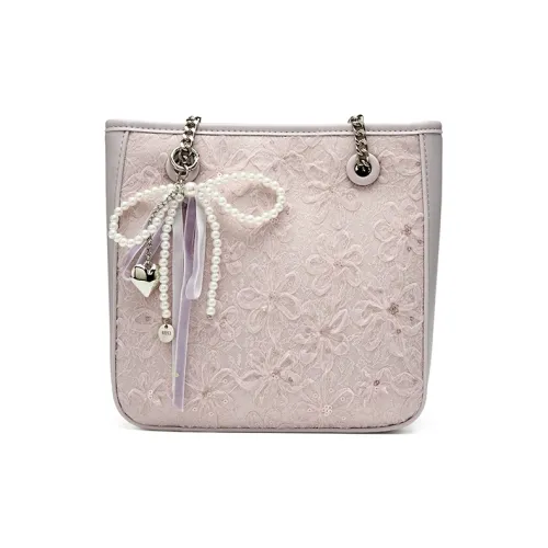 JOSINY Fabric, Synthetic Leather Crossbody Bag, Shoulder Bag Women's Light Purple/Ecru