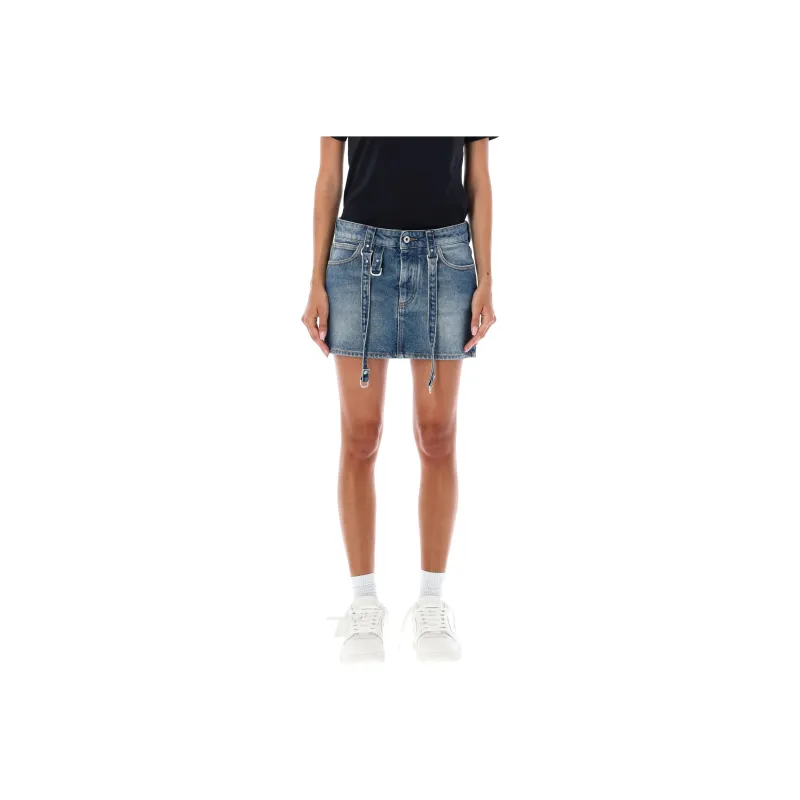 OFF WHITE Denim Short Skirts Women's Blue-0
