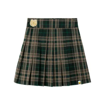 B.Duck Casual Short Skirts Women's Green Plaid