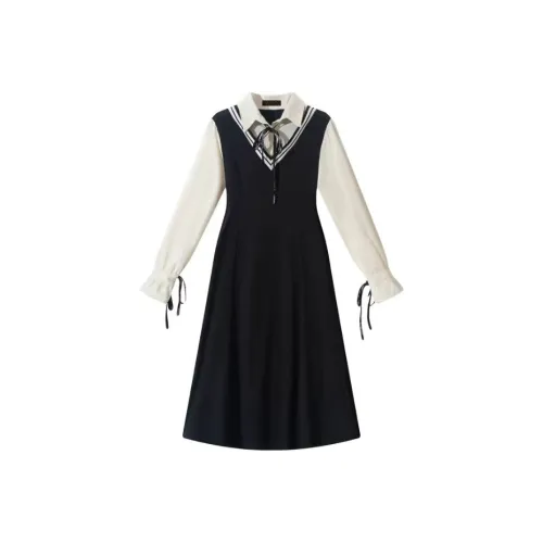 Lookinto Long Sleeved Dresses Women's Black