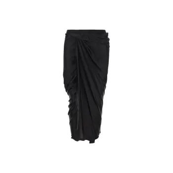 RICK OWENS Ruched Mid rise Midi Skirt