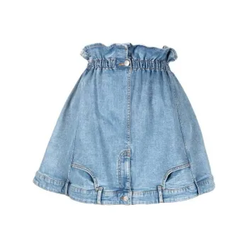 MOSCHINO Paperbag-Waist A-Line Mini Denim Skirt