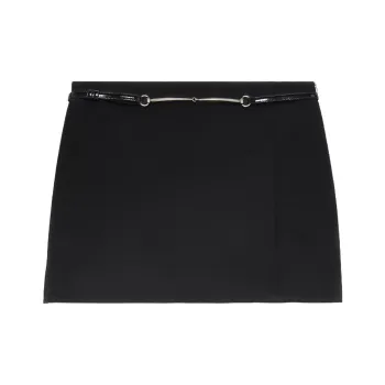 GUCCI Horsebit Front Slit Mini Skirt
